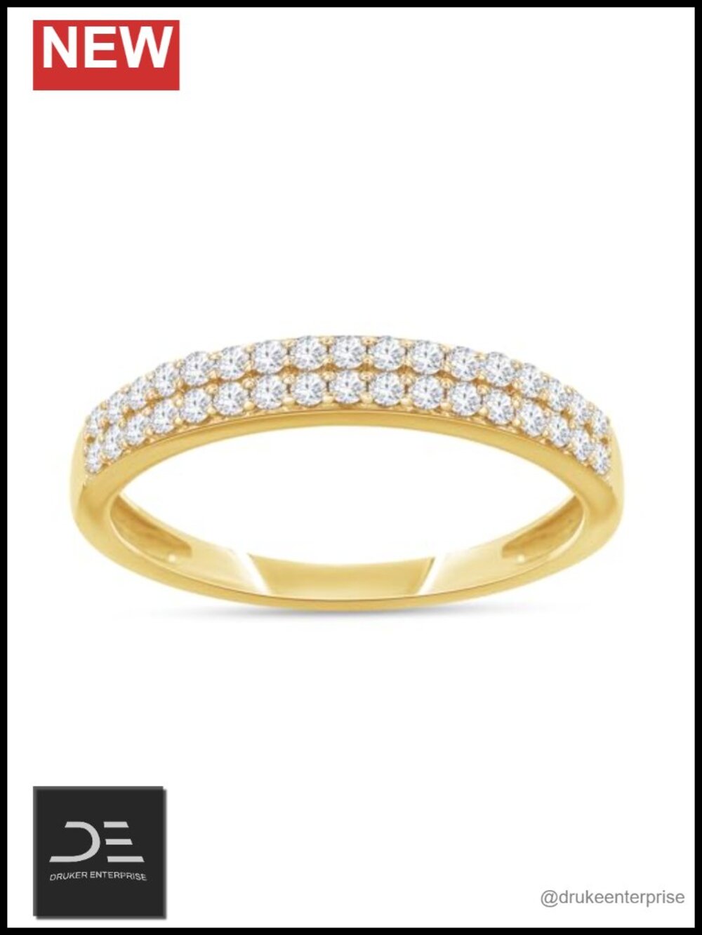 Double Row Lab Grown Diamond Wedding Band 14k Yellow Gold Over Sterling Silver